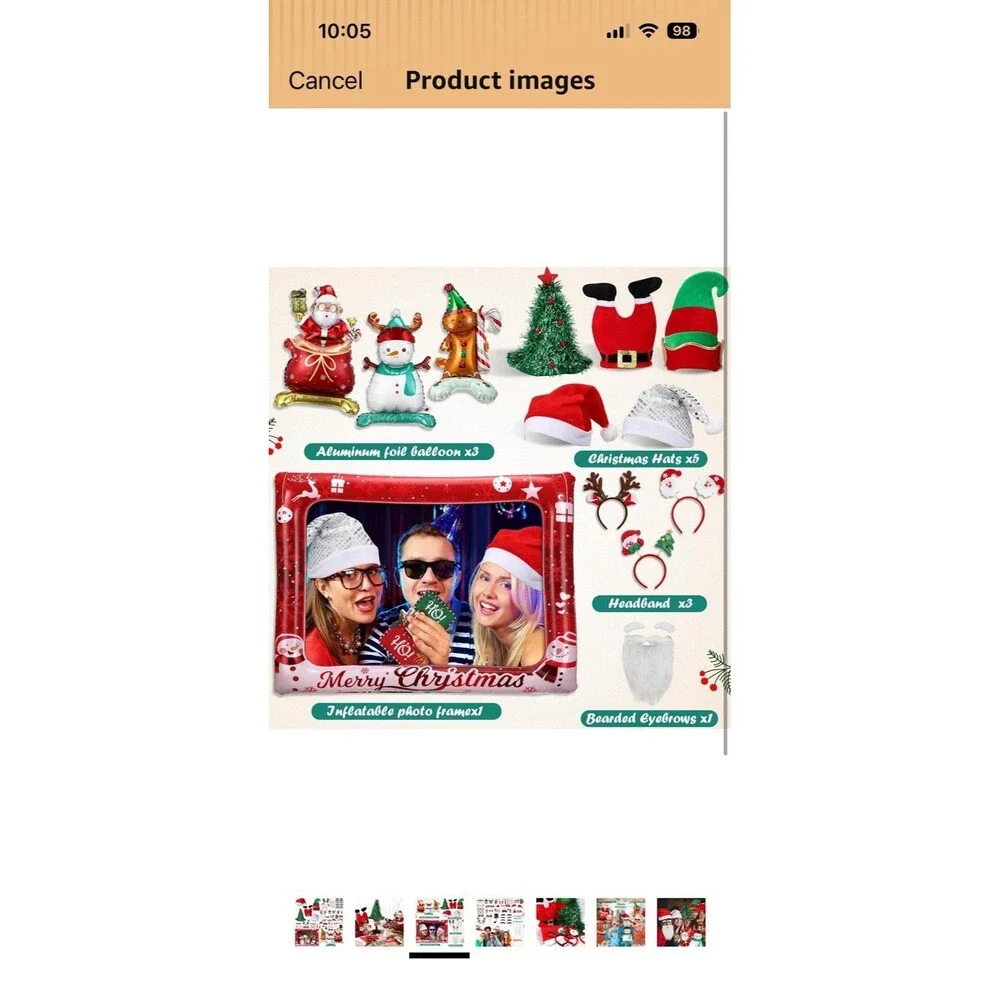 64 Pcs Photo Booth Props Set - Christmas Holiday Party Decorations, Hats, Bal...